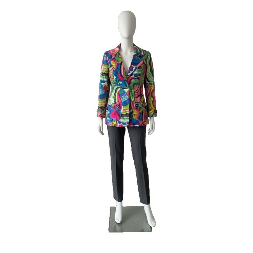 3 SISTERS Vintage Psychedelic Blazer Jacket S Boho Hippie Maximalist Bold